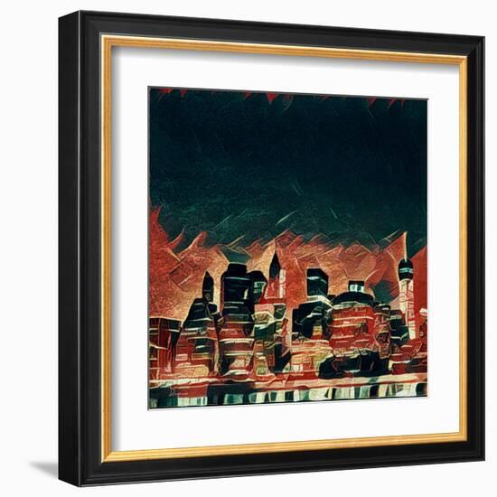 Distorted city scene 38-Jean-François Dupuis-Framed Art Print