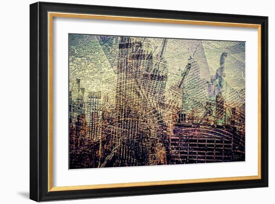 Distorted city scene 3-Jean-François Dupuis-Framed Art Print