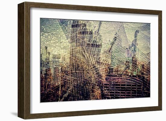 Distorted city scene 3-Jean-François Dupuis-Framed Art Print