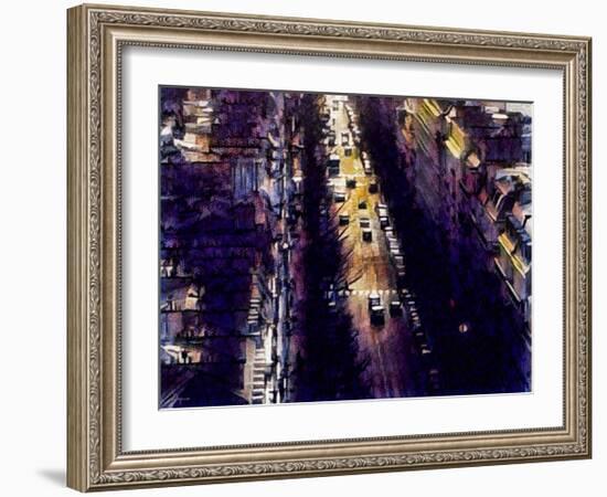 Distorted city scene 4-Jean-François Dupuis-Framed Art Print