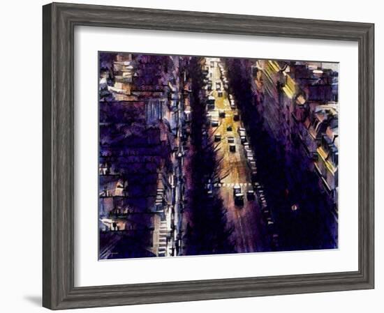 Distorted city scene 4-Jean-François Dupuis-Framed Art Print