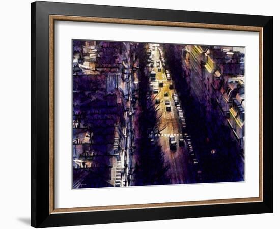 Distorted city scene 4-Jean-François Dupuis-Framed Art Print