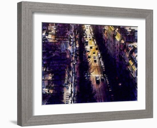 Distorted city scene 4-Jean-François Dupuis-Framed Art Print