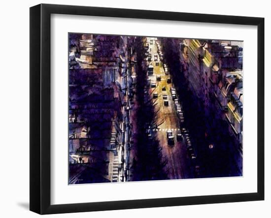 Distorted city scene 4-Jean-François Dupuis-Framed Art Print