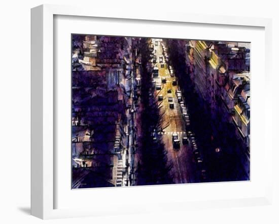 Distorted city scene 4-Jean-François Dupuis-Framed Art Print