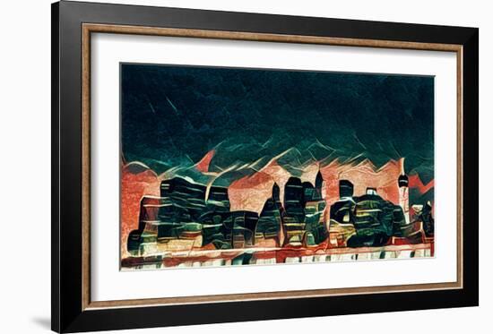 Distorted city scene 8-Jean-François Dupuis-Framed Art Print