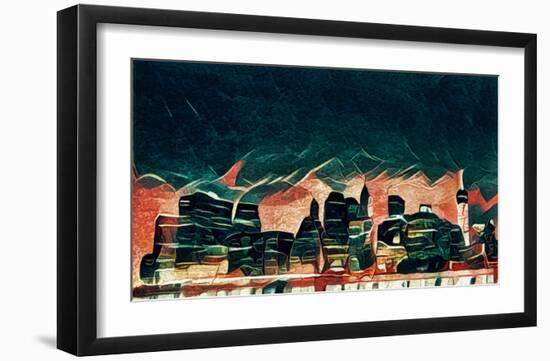 Distorted city scene 8-Jean-François Dupuis-Framed Art Print