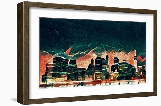 Distorted city scene 8-Jean-François Dupuis-Framed Art Print