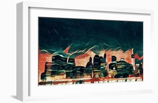 Distorted city scene 8-Jean-François Dupuis-Framed Art Print