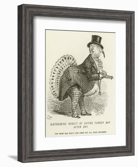 Distressing Result of Eating Turkey Day after Day-John Leech-Framed Giclee Print