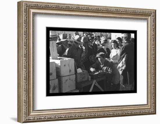 Distributing Surplus Commodities-Russell Lee-Framed Photo