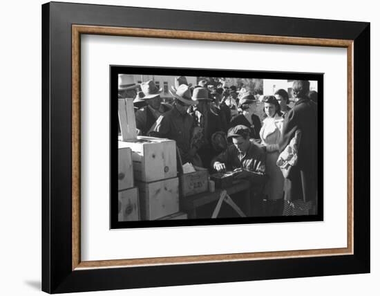 Distributing Surplus Commodities-Russell Lee-Framed Photo