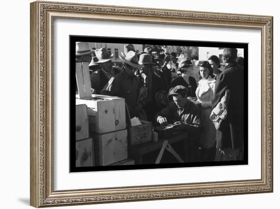 Distributing Surplus Commodities-Russell Lee-Framed Art Print