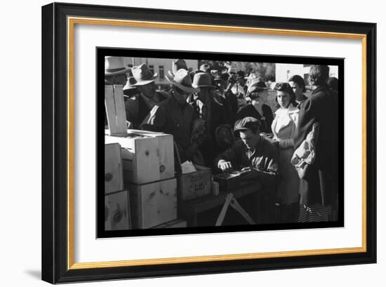 Distributing Surplus Commodities-Russell Lee-Framed Art Print