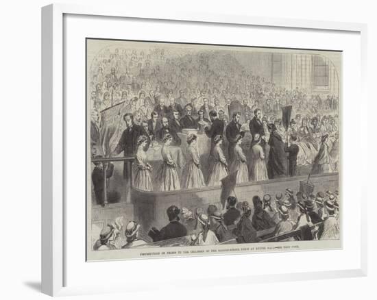 Distribution of Prizes to the Children of the Ragged-School Union at Exeter Hall-null-Framed Giclee Print