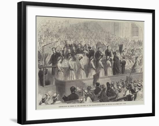 Distribution of Prizes to the Children of the Ragged-School Union at Exeter Hall-null-Framed Giclee Print