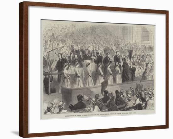 Distribution of Prizes to the Children of the Ragged-School Union at Exeter Hall-null-Framed Giclee Print