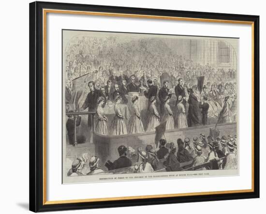 Distribution of Prizes to the Children of the Ragged-School Union at Exeter Hall-null-Framed Giclee Print