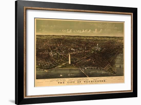 District of Columbia, Washington - Panoramic Map-Lantern Press-Framed Art Print