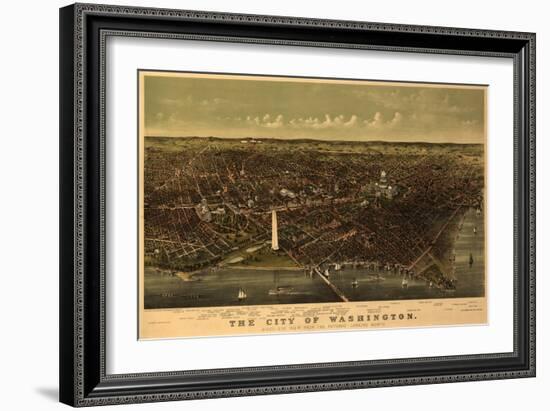 District of Columbia, Washington - Panoramic Map-Lantern Press-Framed Art Print