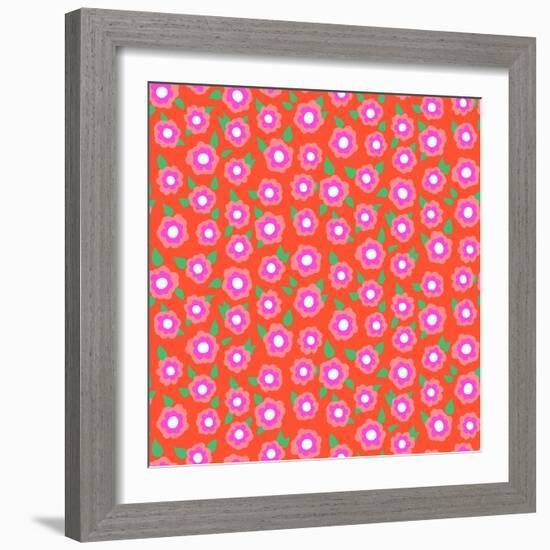 Ditsy Floral Pattern with Small Cherry Flowers-tukkki-Framed Art Print