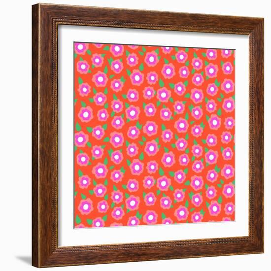 Ditsy Floral Pattern with Small Cherry Flowers-tukkki-Framed Art Print