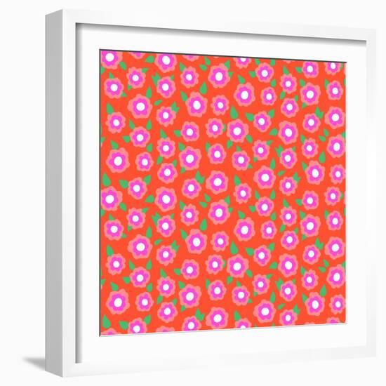 Ditsy Floral Pattern with Small Cherry Flowers-tukkki-Framed Art Print