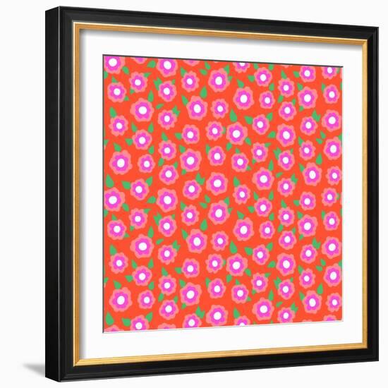 Ditsy Floral Pattern with Small Cherry Flowers-tukkki-Framed Art Print