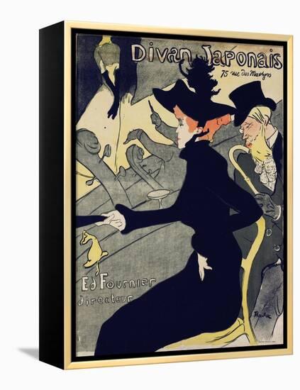 Divan Japonais-Henri de Toulouse-Lautrec-Framed Stretched Canvas