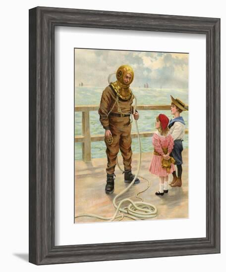 Diver and Children-null-Framed Art Print