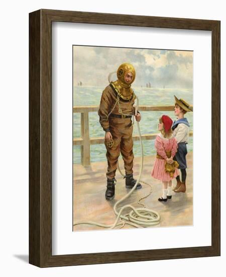 Diver and Children-null-Framed Art Print