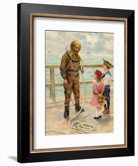 Diver and Children-null-Framed Art Print