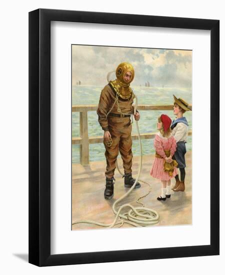 Diver and Children-null-Framed Art Print