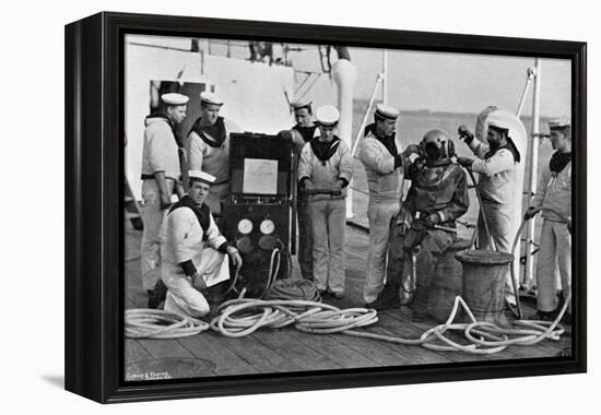 Diver and His Apparatus on Board HMS Blake, 1896-Gregory & Co-Framed Premier Image Canvas