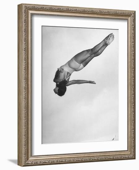 Diver Ann Ross Performing Dive-Gordon Coster-Framed Photographic Print