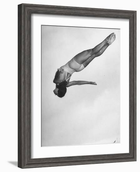 Diver Ann Ross Performing Dive-Gordon Coster-Framed Photographic Print