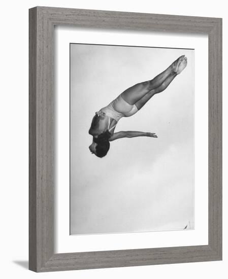 Diver Ann Ross Performing Dive-Gordon Coster-Framed Photographic Print