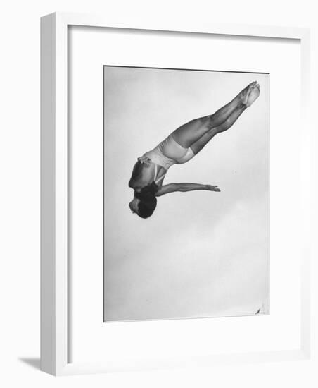 Diver Ann Ross Performing Dive-Gordon Coster-Framed Photographic Print