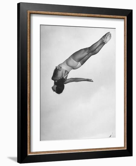 Diver Ann Ross Performing Dive-Gordon Coster-Framed Photographic Print