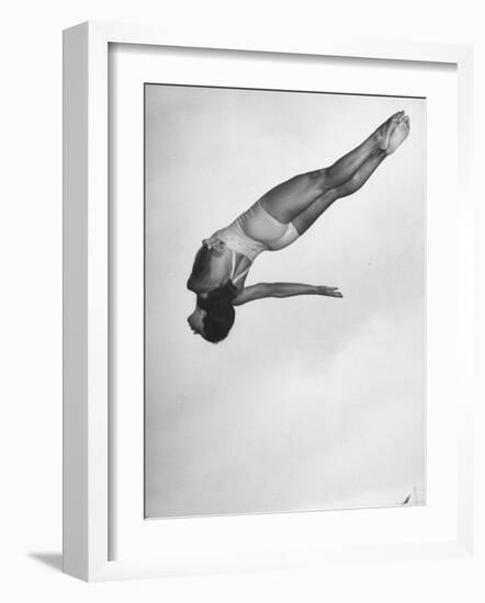 Diver Ann Ross Performing Dive-Gordon Coster-Framed Photographic Print