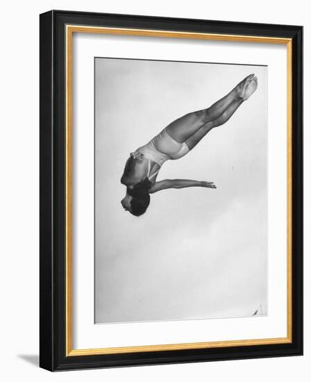 Diver Ann Ross Performing Dive-Gordon Coster-Framed Photographic Print