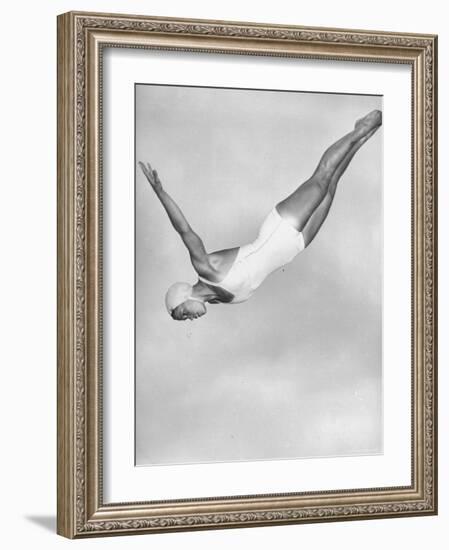 Diver Ann Ross Performing Swan Dive-Gordon Coster-Framed Photographic Print