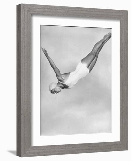 Diver Ann Ross Performing Swan Dive-Gordon Coster-Framed Photographic Print