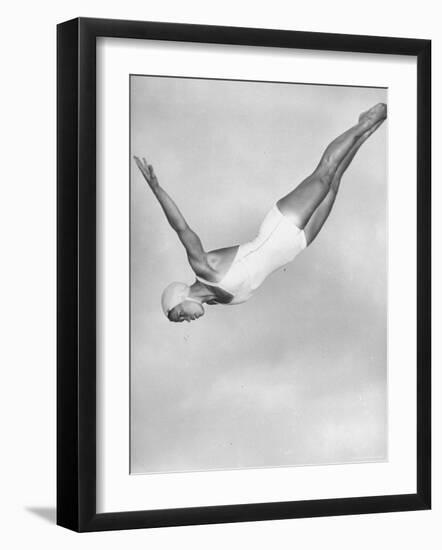 Diver Ann Ross Performing Swan Dive-Gordon Coster-Framed Photographic Print