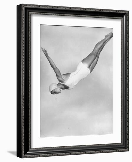 Diver Ann Ross Performing Swan Dive-Gordon Coster-Framed Photographic Print