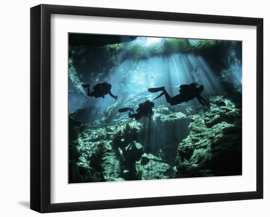 Diver Enters the Cavern System in the Riviera Maya Area of Mexico-null-Framed Photographic Print
