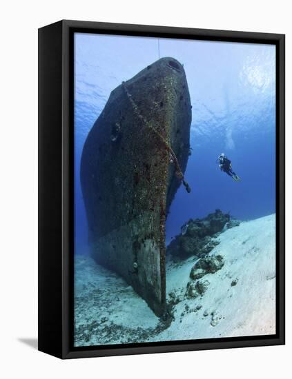 Diver Exploring the Felipe Xicot�Ncatl Shipwreck in Cozumel, Mexico-null-Framed Premier Image Canvas