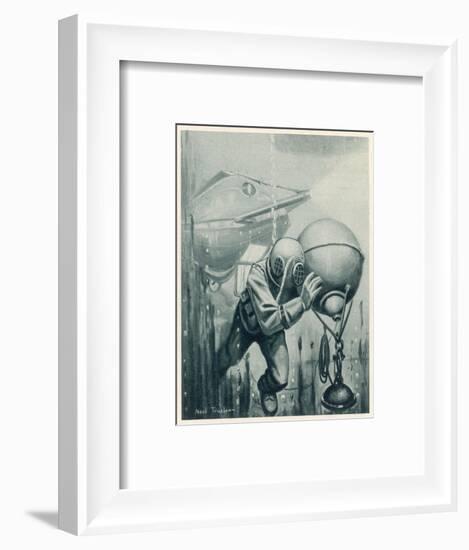 Diver from a "Simon Lake" Submarine Placing a Mine in Channels Used by Enemy Ship 2 of 2-Neal Truslow-Framed Art Print