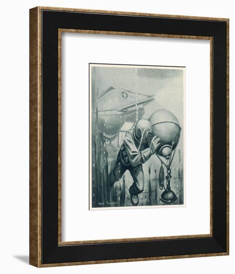 Diver from a "Simon Lake" Submarine Placing a Mine in Channels Used by Enemy Ship 2 of 2-Neal Truslow-Framed Art Print