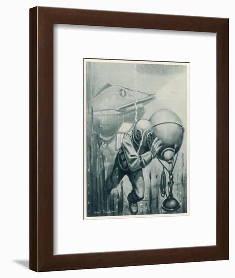 Diver from a "Simon Lake" Submarine Placing a Mine in Channels Used by Enemy Ship 2 of 2-Neal Truslow-Framed Art Print